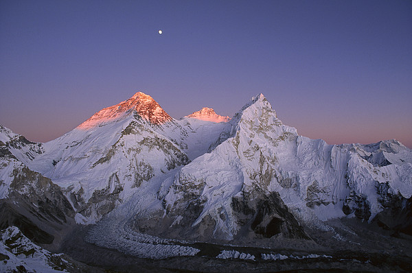 Moon Over Mount Everest Summit #1 Jigsaw Puzzle by Grant Dixon