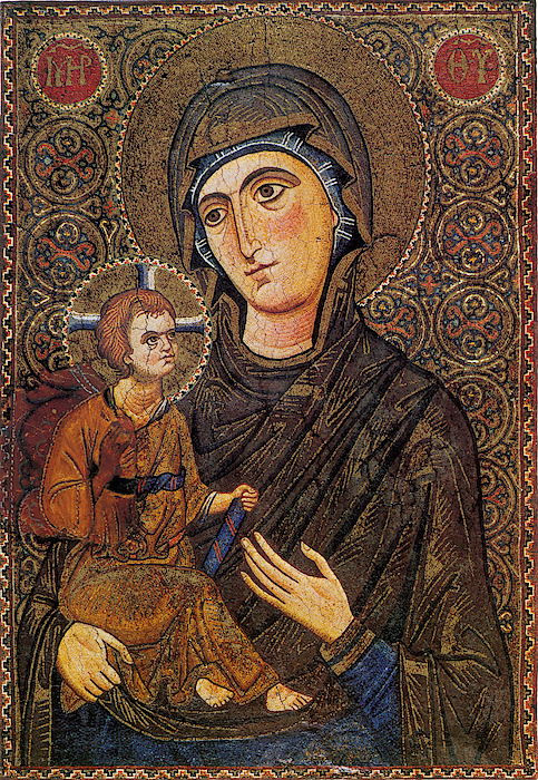 Madonna And Child, Byzantine Mosaic Greeting Card by Science Source