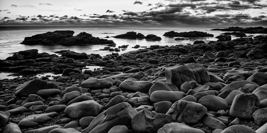 Boulders At Sunrise Marginal Way Photograph by Jeff Sinon