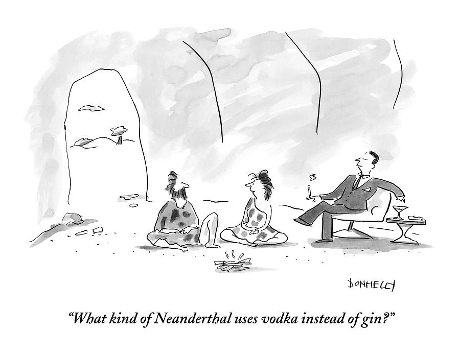 A Caveman And Cavewoman Sit On The Floor #1 by Liza Donnelly