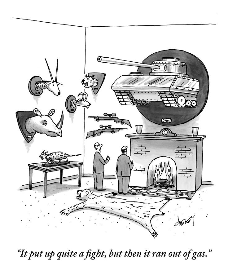 A Man Shows Another Man Various Mounted Drawing by Tom Cheney