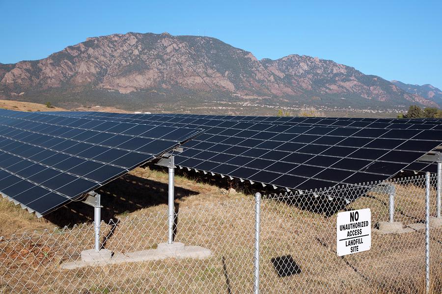 Solar Array On Landfill Site #1 by Jim West / Science Photo Library
