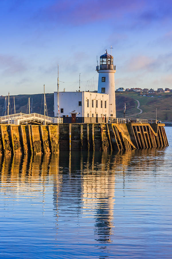 Sunset over Scarborough Lighthouse #1 Photograph by Sue Leonard