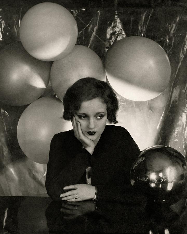 Pensive Woman with Balloons Photograph - Tallulah Bankhead Surrounded By Balloons #1 by Cecil Beaton
