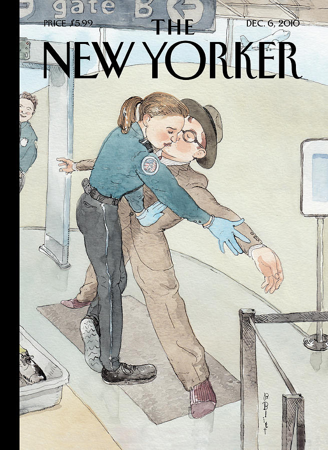 Airport Security Embrace Painting - Feeling the Love by Barry Blitt