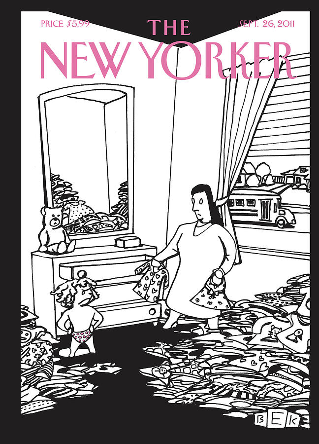 Mother and Child in Messy Room Painting - NO by Bruce Eric Kaplan