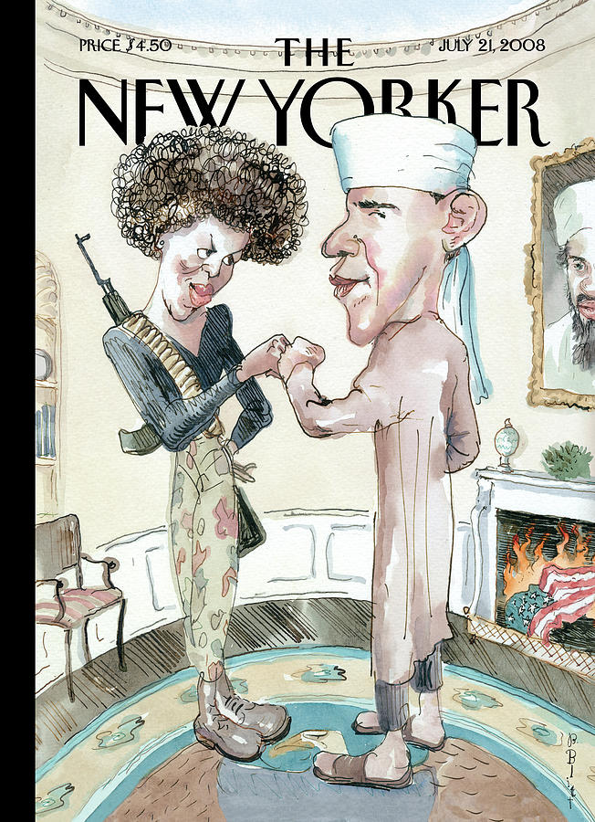 Controversial New Yorker Cover Featuring Obama Painting - The Politics of Fear by Barry Blitt