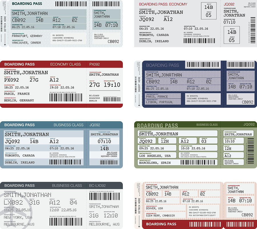 Airport Boarding Passes Icon Set #2 Drawing by Bortonia