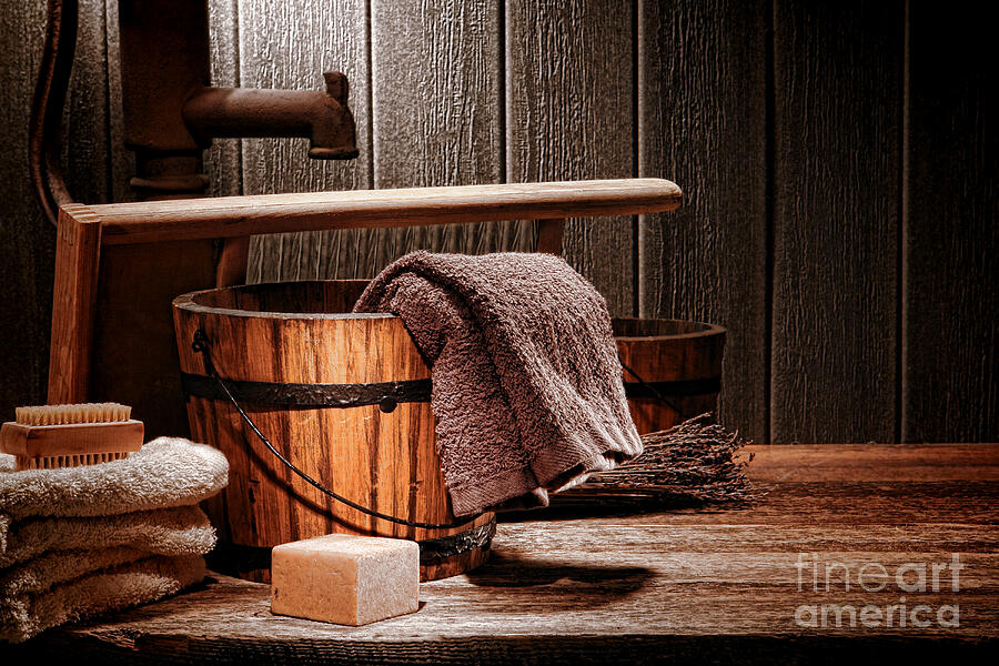 Rustic Wooden Bucket and Soap Photograph - Laundry at the Ranch by Olivier Le Queinec