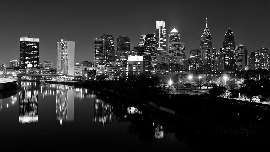 Philadelphia Skyline at Night Photograph - 23rd Street Bridge Philadelphia by Louis Dallara