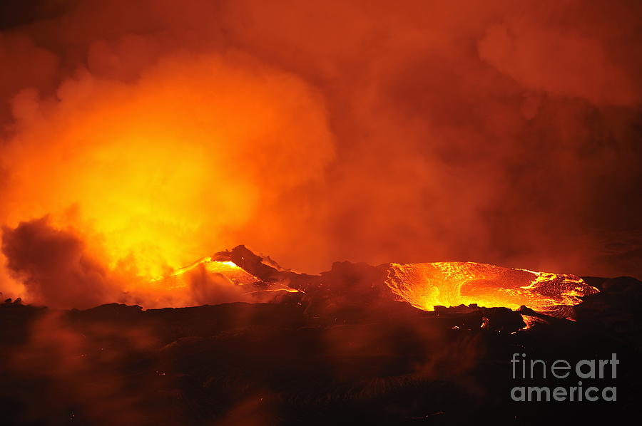 River of molten lava flowing to the sea #4 Photograph by Sami Sarkis Photography
