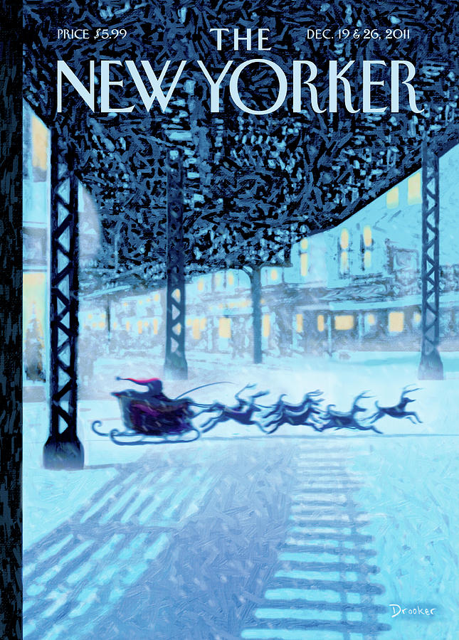 Santa's Sleigh in a Snowy Cityscape Painting - Apparition by Eric Drooker