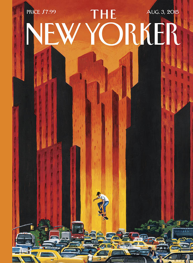 Skateboarder Amidst City Skyscrapers Painting - The Endless Summer by Mark Ulriksen