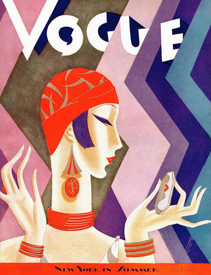Vibrant 1920s Vogue Cover Photograph - A Vintage Vogue Magazine Cover Of A Woman #7 by Eduardo Garcia Benito