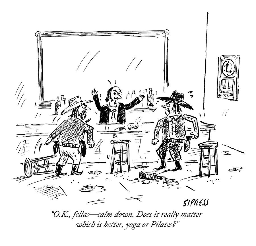 A Bartender In A Saloon Looks Alarmed As Two Drawing by David Sipress