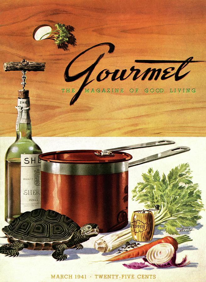 Vintage Gourmet Magazine Cover Photograph - A Gourmet Cover Of Turtle Soup Ingredients by Henry Stahlhut