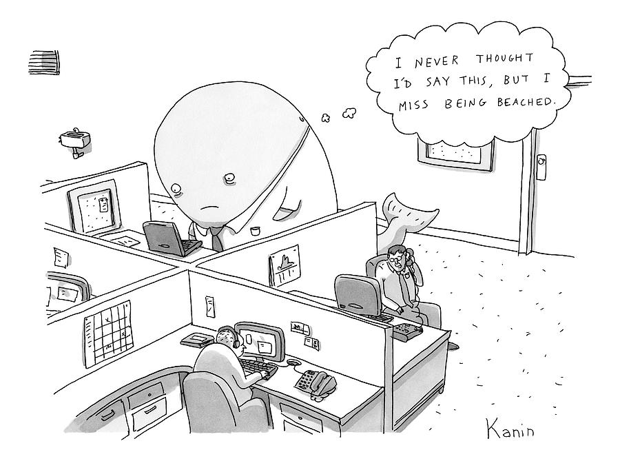 A Large Whale In A Shirt And Tie Sits In An Drawing by Zachary Kanin