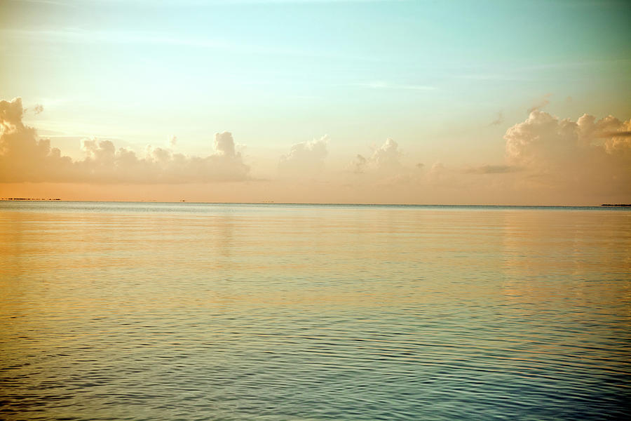 A Serene Landscape Of The Ocean And Sky by Adam Hester