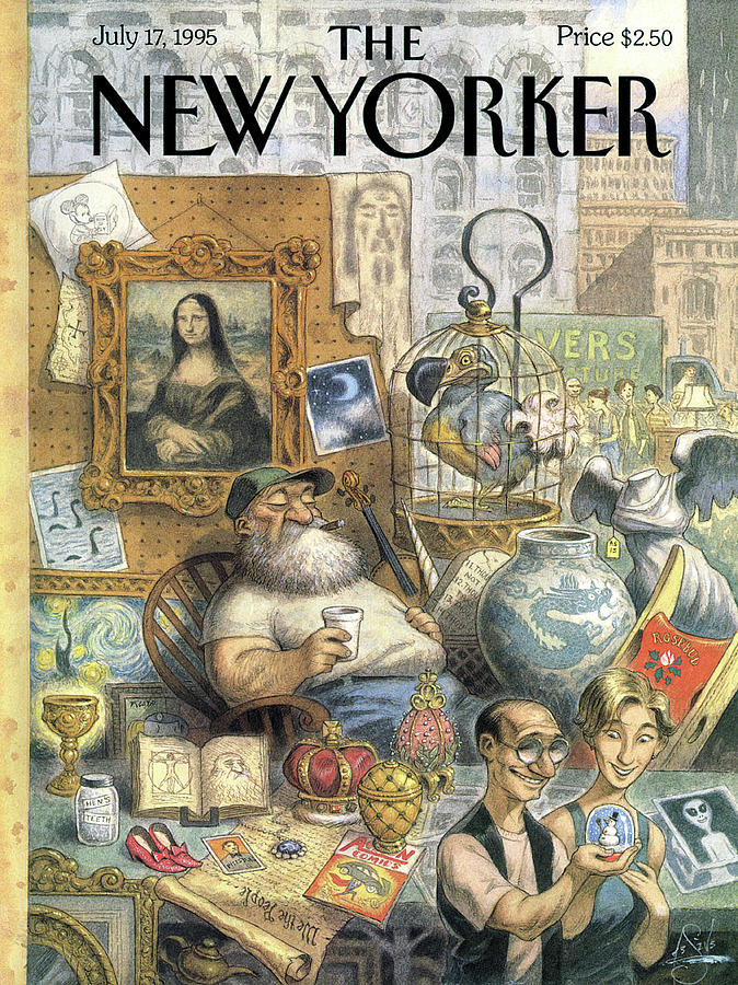 Eclectic Collection with Mona Lisa Painting - A Shopkeeper Sells Odd Items by Peter de Seve