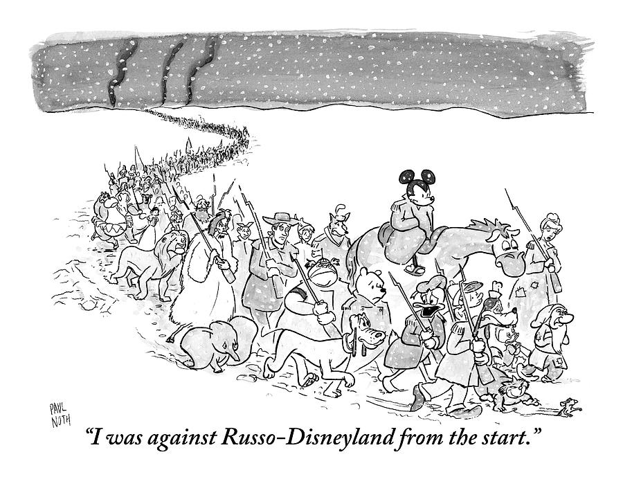 A Trail Of People And Disney Characters March Drawing by Paul Noth