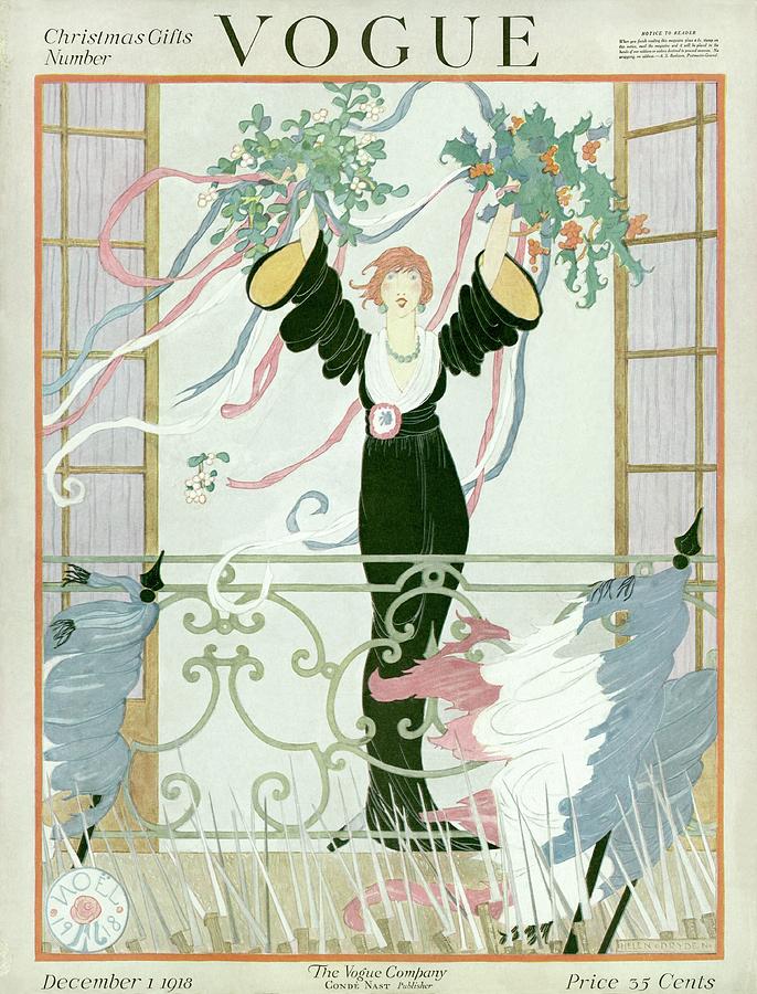 Vogue Cover December 1918 Photograph - A Vogue Cover Of A Woman Above A Parade by Helen Dryden