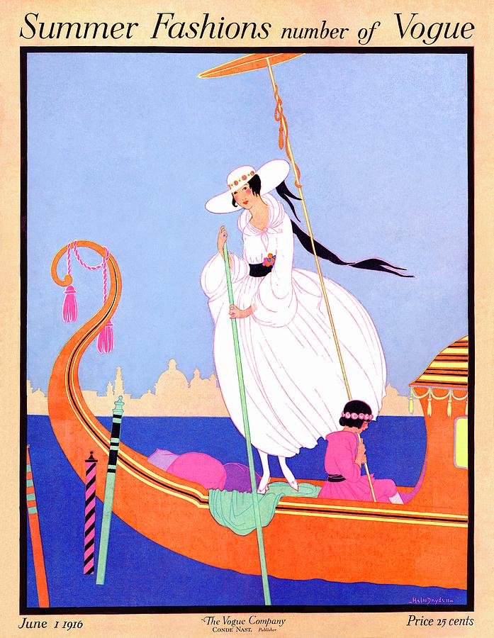 A Vogue Cover Of A Woman On A Gondola by Helen Dryden