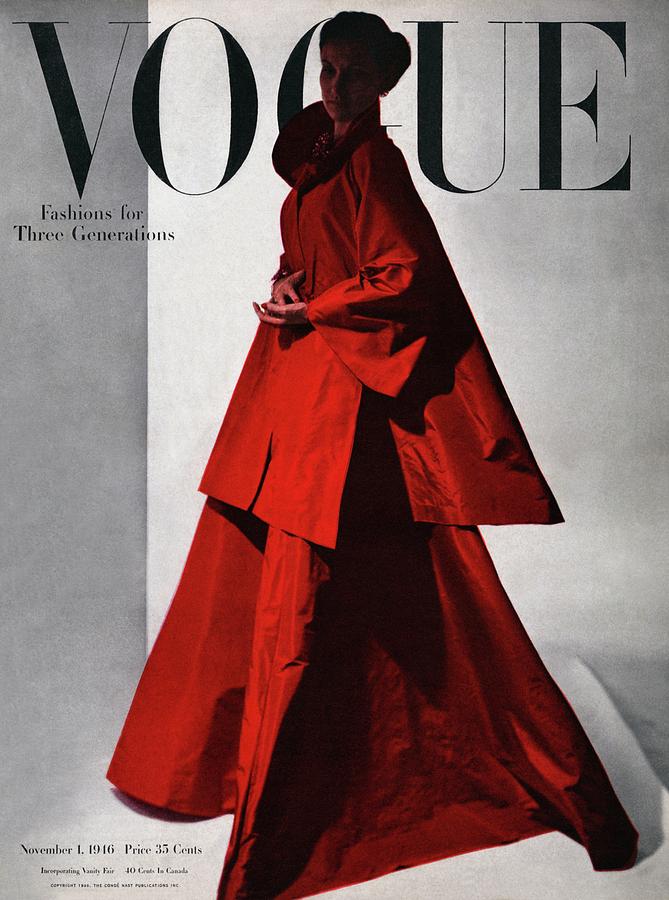 Vintage Vogue Fashion Cover Photograph - A Vogue Cover Of A Woman Wearing A Red by Horst P. Horst