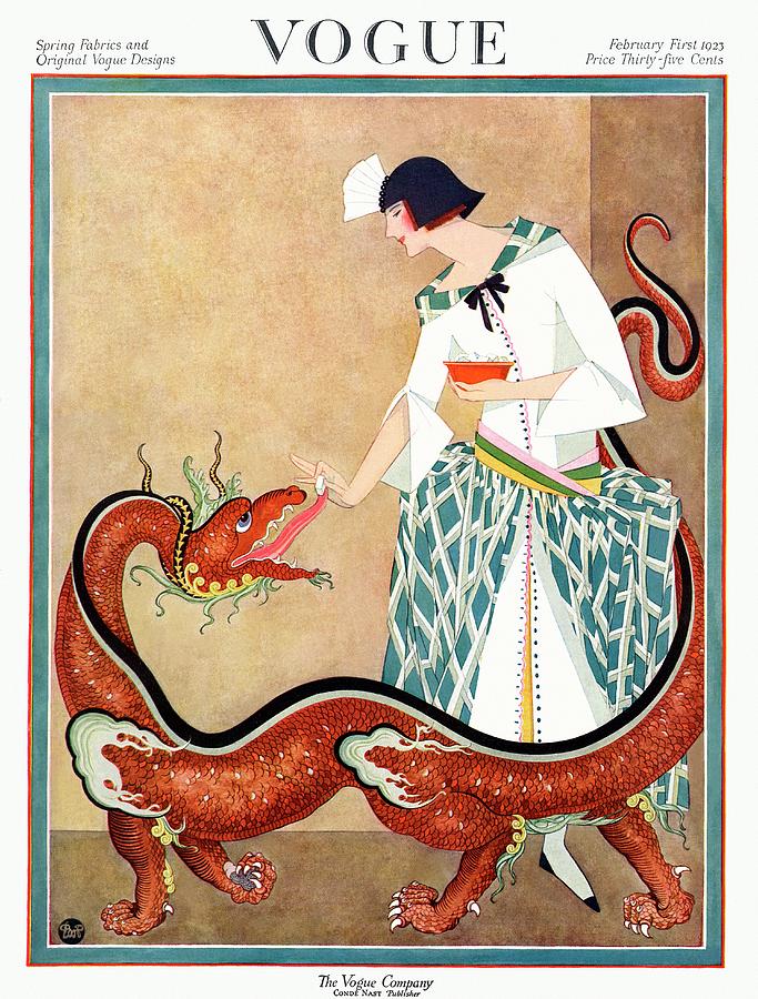 A Vogue Cover Of A Woman With A Chinese Dragon by George Wolfe Plank