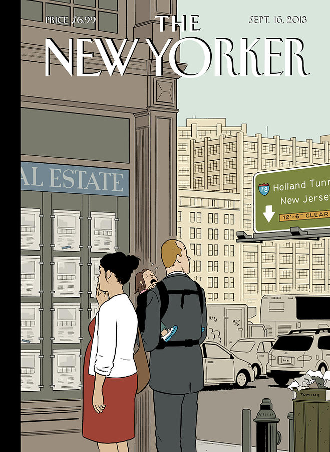 City Street with New Yorker Cover Painting - Crossroads by Adrian Tomine