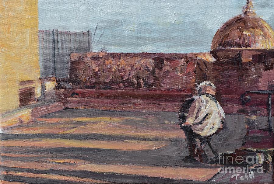 Accordion Man of Old San Juan Painting by Laura Toth