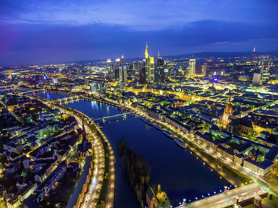 Aerial View. Germany, Frankfurt, River by Malorny