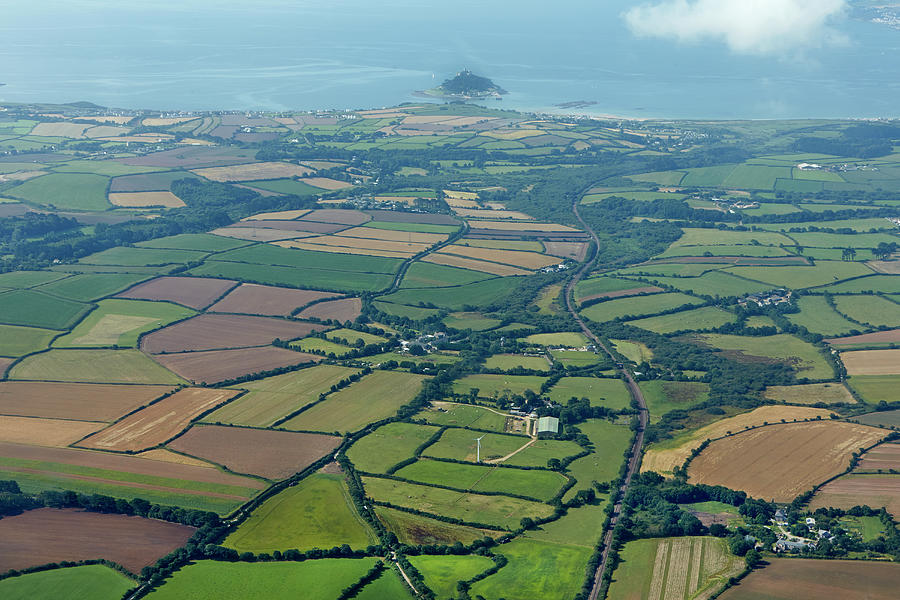 Aerial View Of Cornish Countryside by Allan Baxter