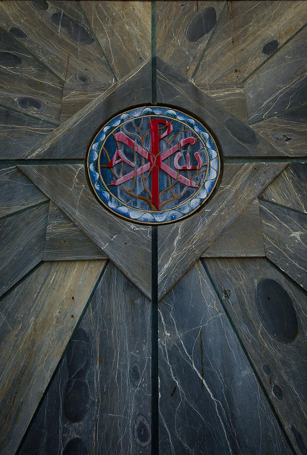 Geometric Stone Mosaic Design Photograph - Alpha and Omega Chi Rho by David Morefield