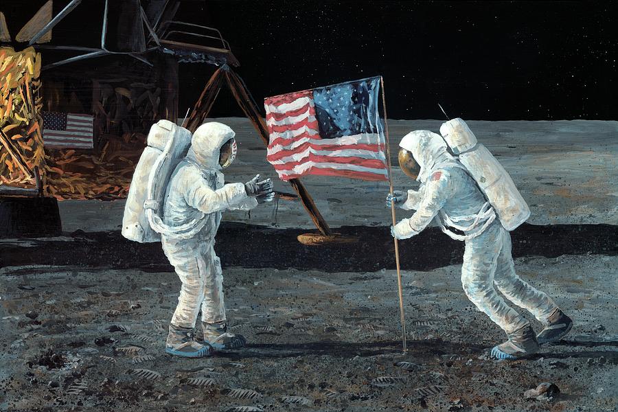 c lip art neil armstrong on the moon Merican Landing Historical Man Moon Canvas Posters Prints Wall Art for Home Kitchen Living Room Bedroom Aesthetics Decoration (1620inch,Framed): Posters & Prints Missions to the Moon illustrated