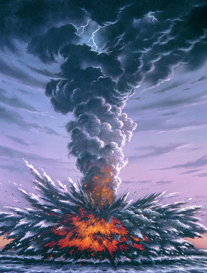 Artwork Of Explosion Of Krakatau In 1883 by David Hardy / Science
