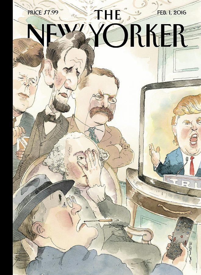 Historical Figures React to TV Speech Painting - Bad Reception by Barry Blitt