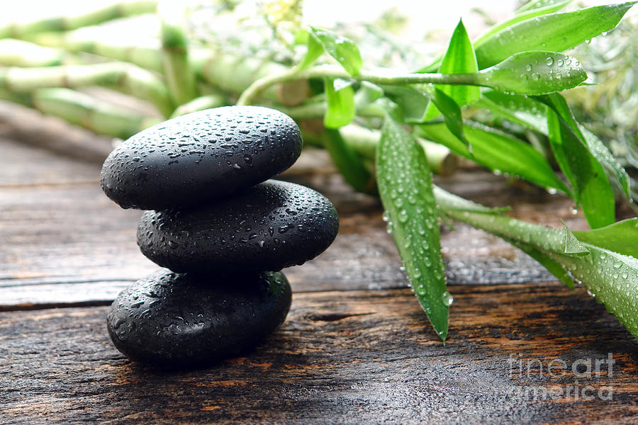 Zen Stacked Stones and Bamboo Photograph - Balance by Olivier Le Queinec