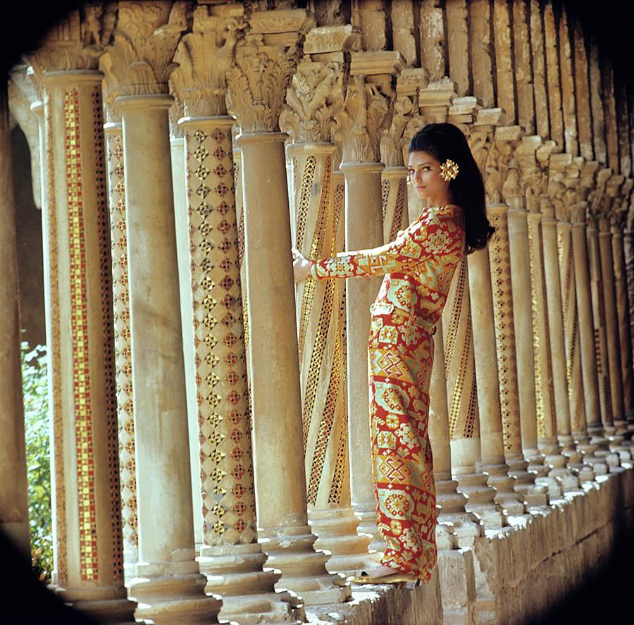 Elegant Woman in Ornate Corridor Photograph - Barbara Bach In Monreale by Henry Clarke