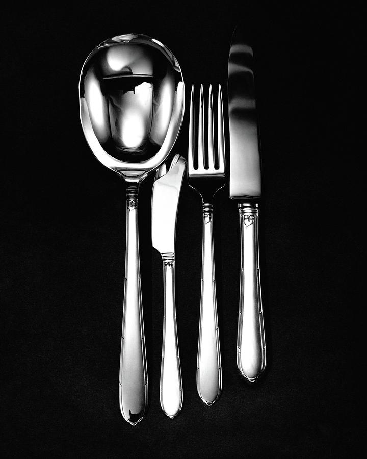 Elegant Silverware Arrangement Photograph - Berkeley Square Silverware by Martin Bruehl