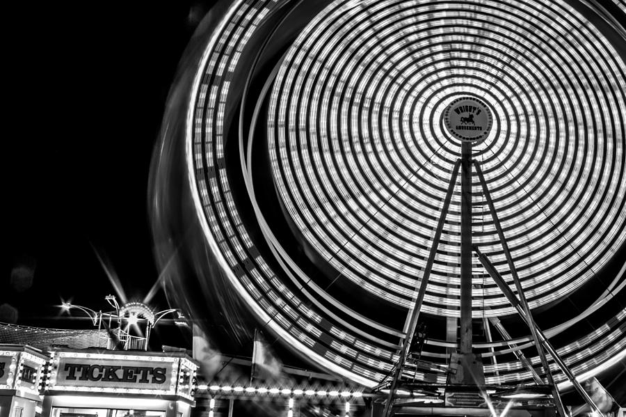 Black and White Ferris Wheel Photograph by Jeff Stoddart