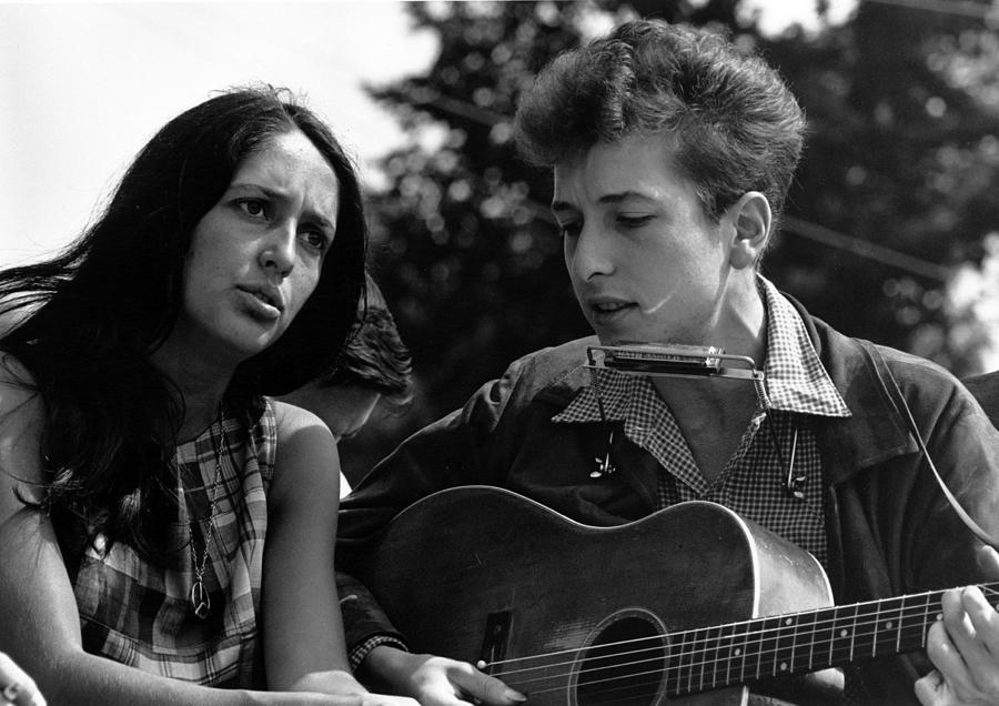 Musicians at an Outdoor Performance Photograph - Bob Dylan and Joan Baez by Georgia Clare