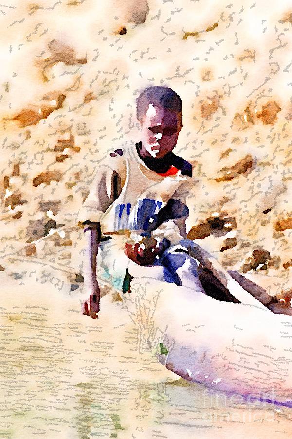 Boy in the Boat Painting by HELGE Art Gallery