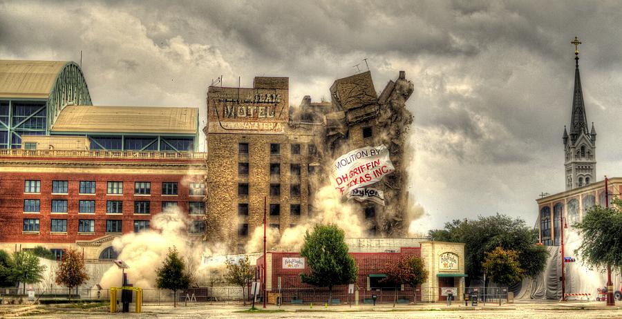 Building Demolition with Dust Cloud Photograph - Bringing down the House by David Morefield