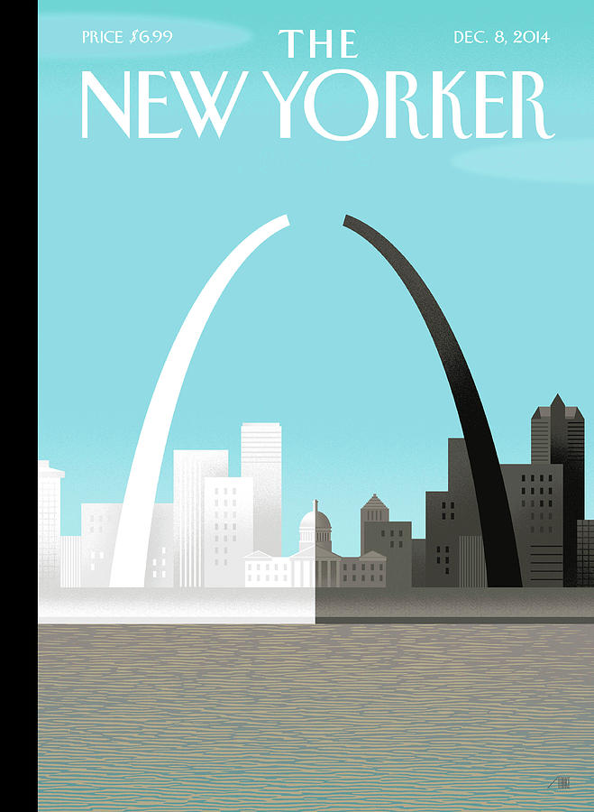 Stylized New Yorker Cover Skyline Painting - Broken Arch by Bob Staake
