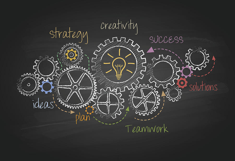 Business Gears and Success Plan Drawing by Creative-Touch