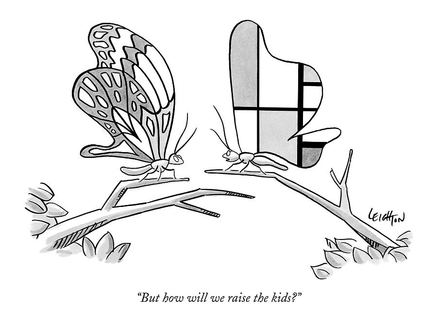 Butterfly With A Mondrian Design On His Wings Drawing by Robert Leighton