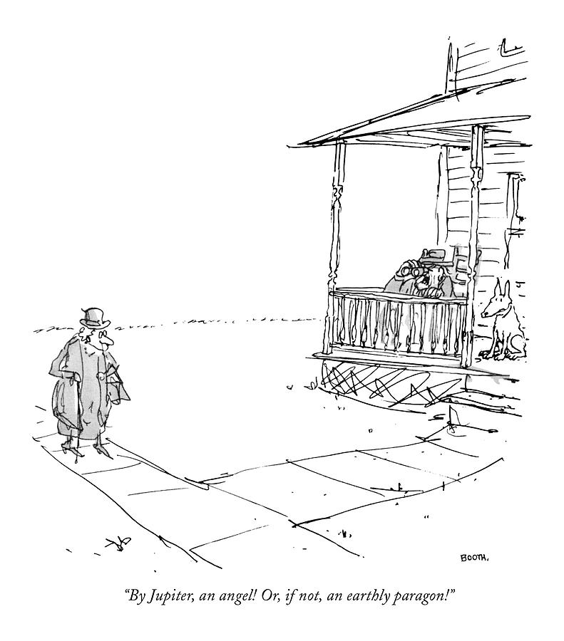 Gentleman Admires Angel from Afar Drawing - By Jupiter, An Angel! Or, If Not, An Earthly by George Booth