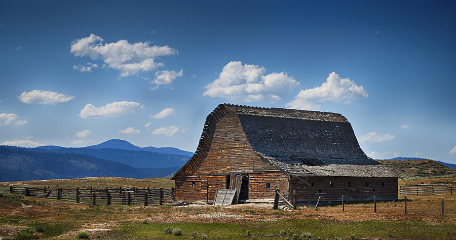 Rustic Barn in Countryside Landscape Photograph - Bygone Days Barn by Mary Jo Allen