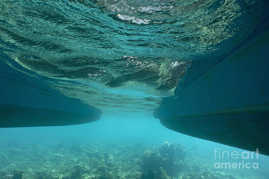 Catamarans hull underwater Photograph by Sami Sarkis Photography