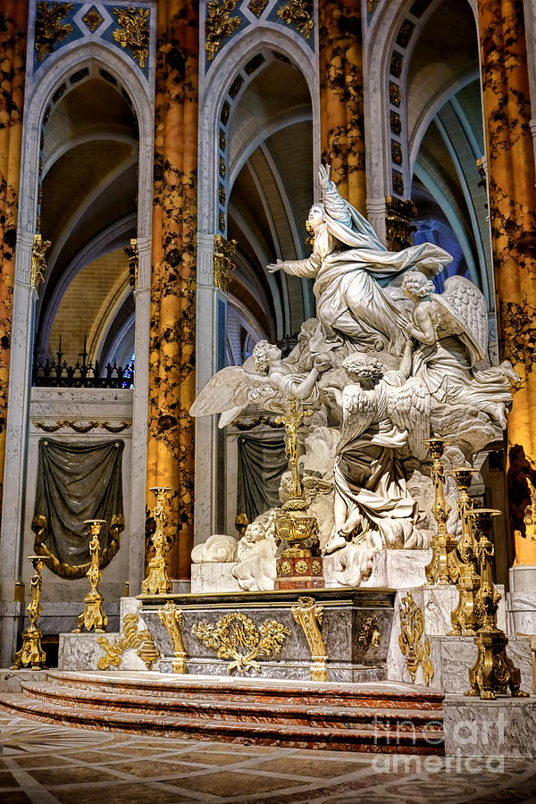 Baroque Cathedral Statue Photograph - Cathedral of Chartres Altar by Olivier Le Queinec